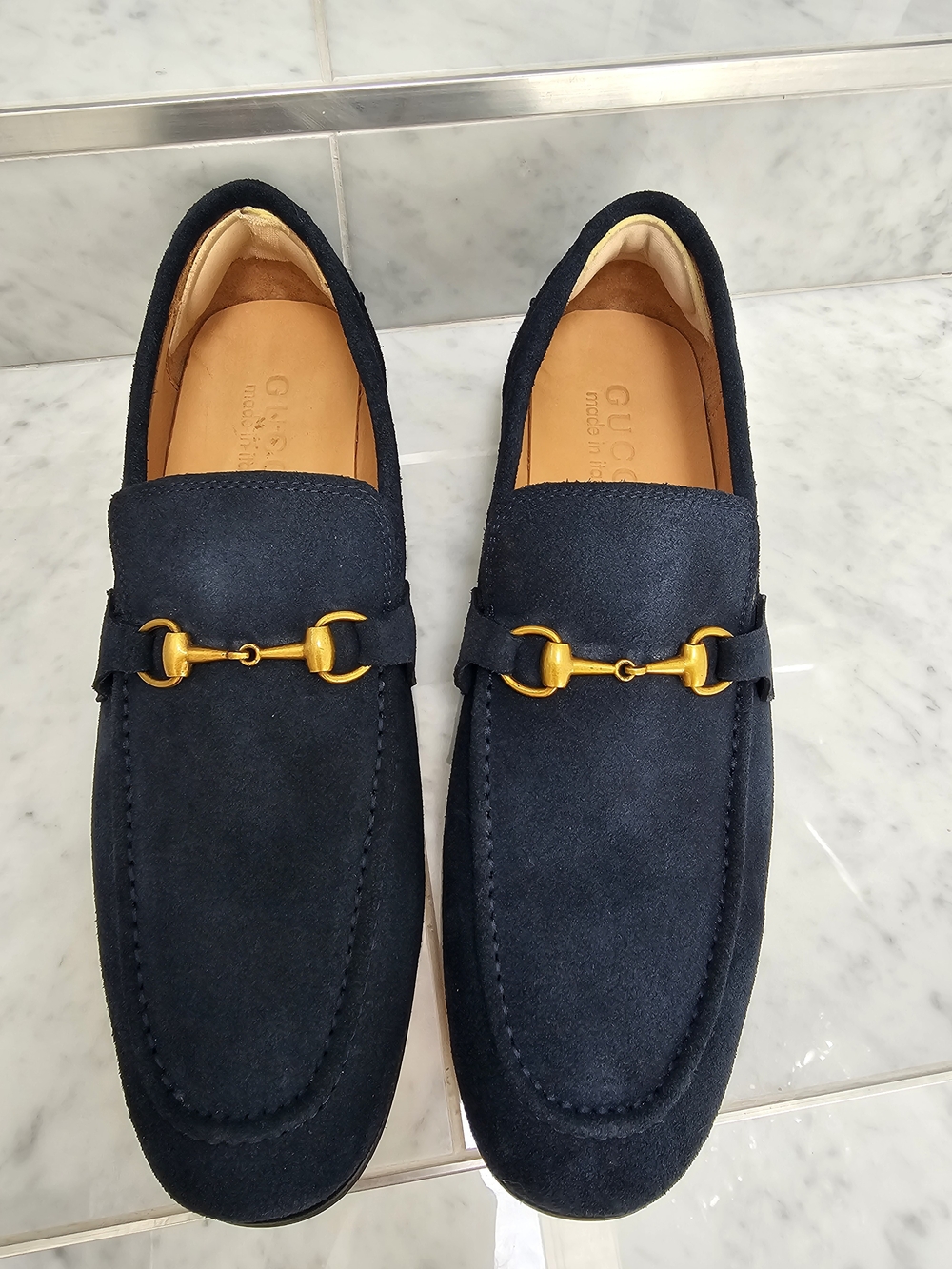 Men's Navy Horsebit Loafers